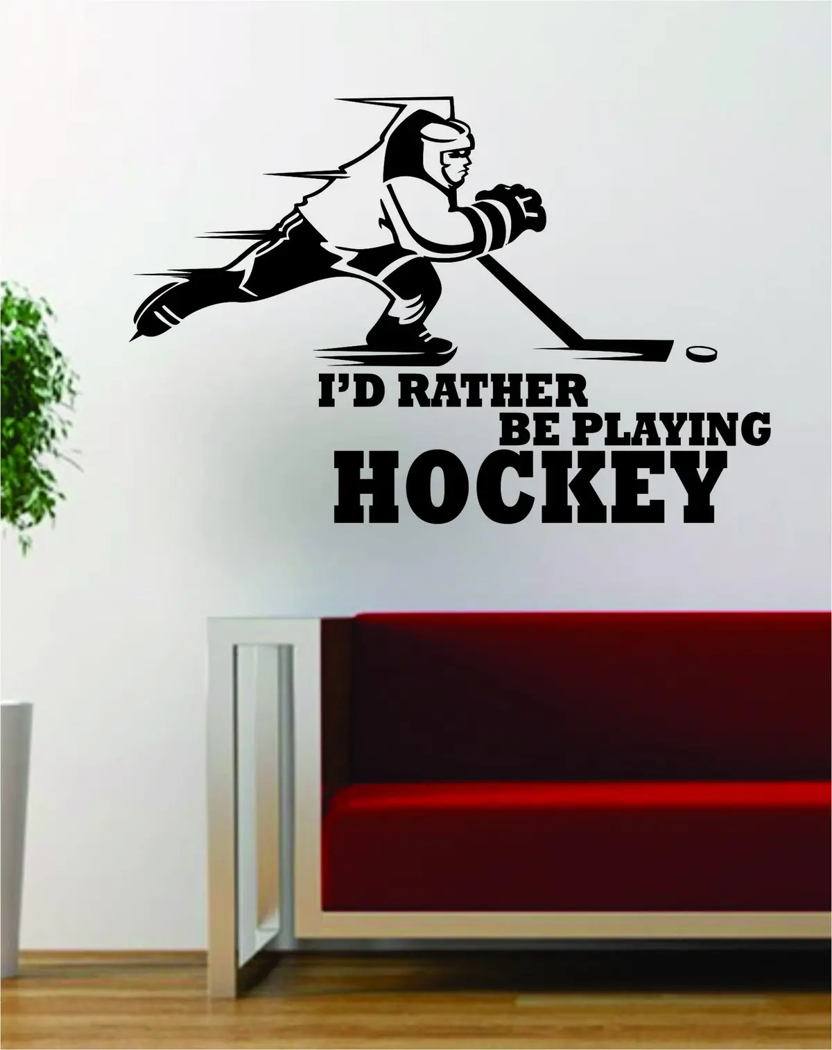 Id Rather Be Playing Hockey Version 2 Sports Design Decal Sticker Wall Vinyl Art Decor Home 1