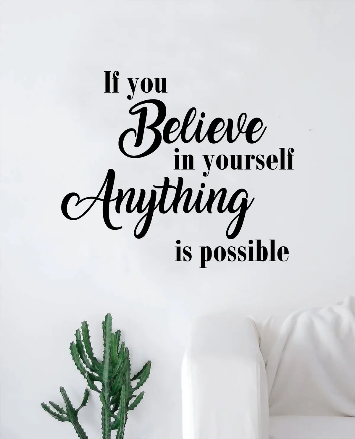 If You Believe In Yourself Anything Is Possible Decal Sticker Wall Vinyl Art Wall Bedroom Room Decor Wolf Motivational Inspirational Teen 1