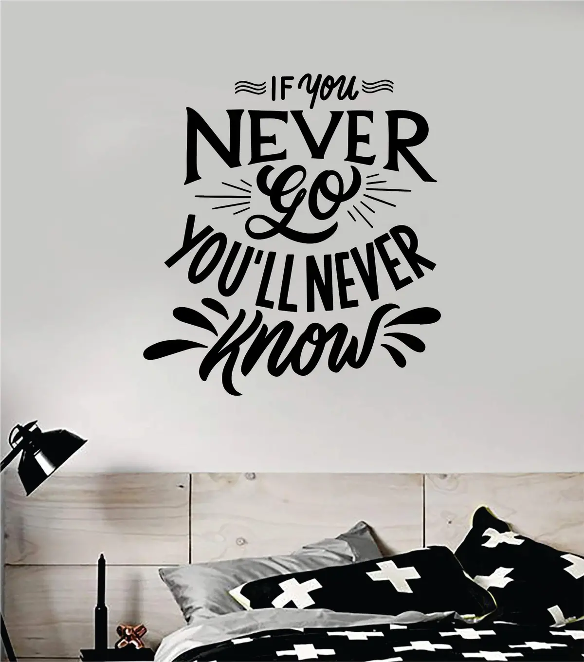 If You Never Go You'll Never Know Wall Decal Sticker Vinyl Art Bedroom Room Home Decor Inspirational Motivational Teen Baby Nursery School Adventure Travel 1