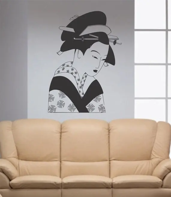 Beautiful Asian Japanese Woman Design Decal Sticker Wall Vinyl Decor Art 1