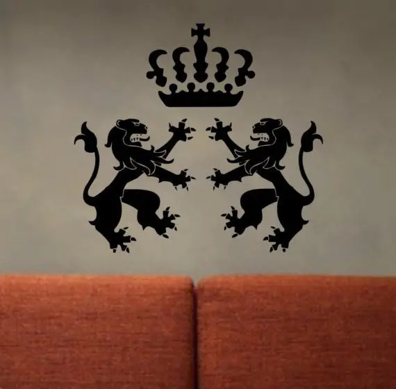 Lions And Crown Design Animal Decal Sticker Wall Vinyl Decor Art 1