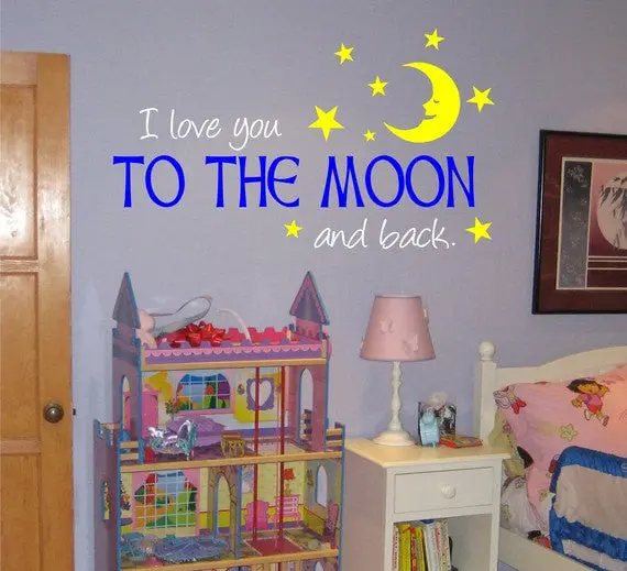 I Love You To The Moon And Back Quote Decal Sticker Wall Vinyl Decor Art 1