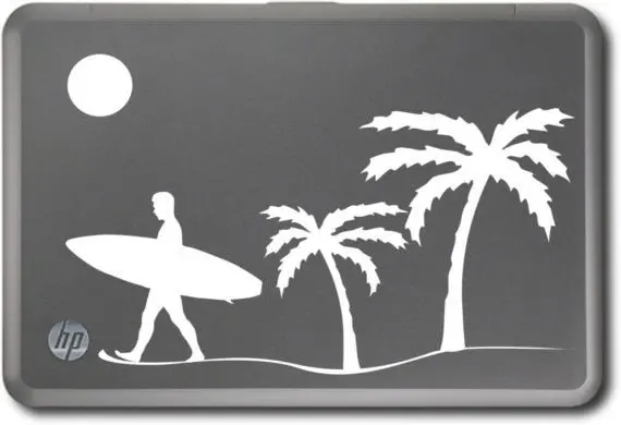 Surfer Beach Palm Trees Scene Laptop Decal Sticker Wall Vinyl Art Design 1