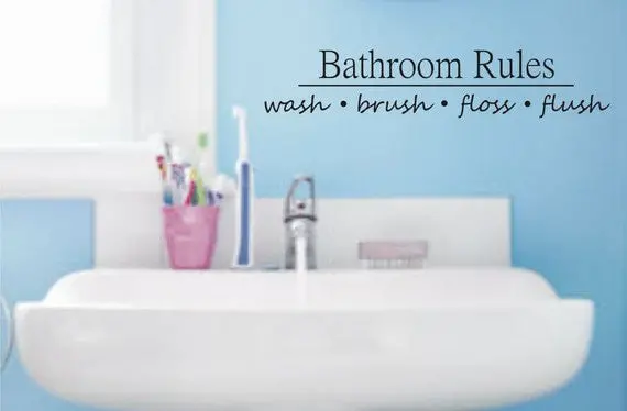 Bathroom Rules Quote Decal Sticker Wall Vinyl Decor Art 1