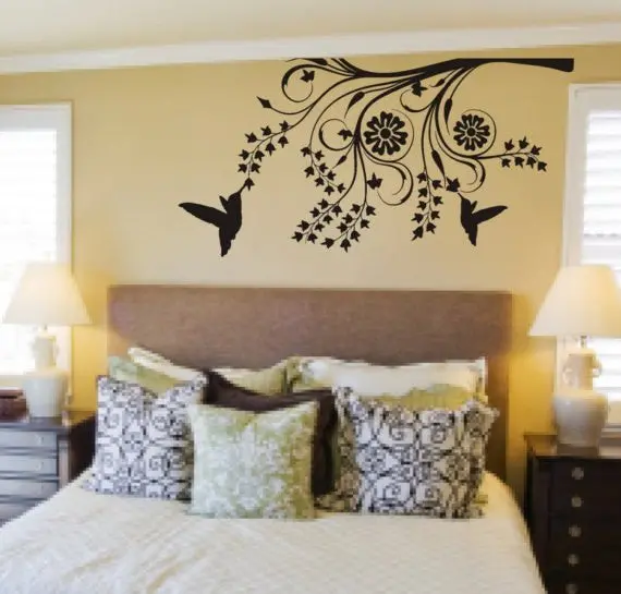 Hummingbirds And Modern Tree Branch Nature Design Decal Sticker Wall Vinyl Decor Art 1