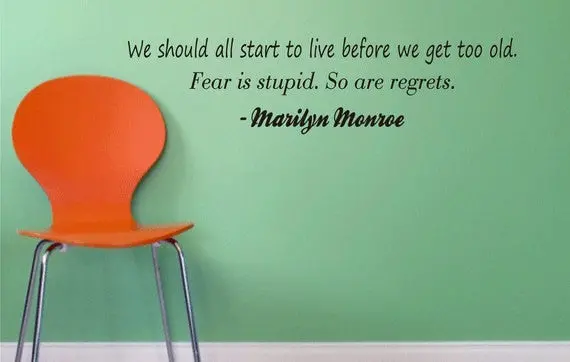 Marilyn Monroe Fear Is Stupid So Are Regrets Version 2 Quote Decal Sticker Wall Vinyl Decor Art 1