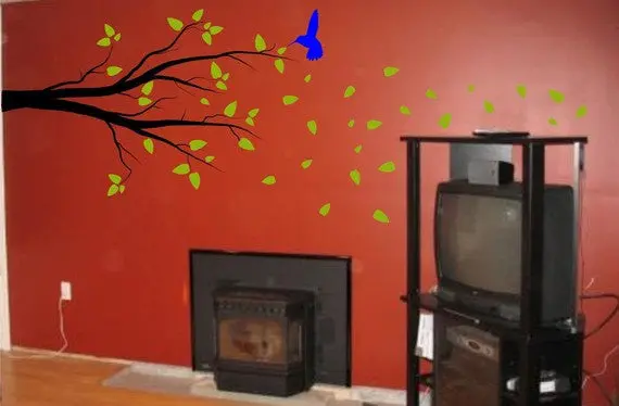 Beautiful Tree Branch With Leaves Decal Sticker Wall Vinyl Art Home Room Decor 1
