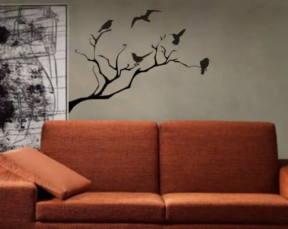 Birds And Tree Branch Nature Decal Sticker Wall Vinyl Art Home Room Decor 1