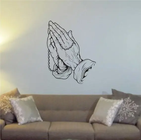 Praying Hands Religious Decal Sticker Wall Vinyl Art Home Room Decor 1