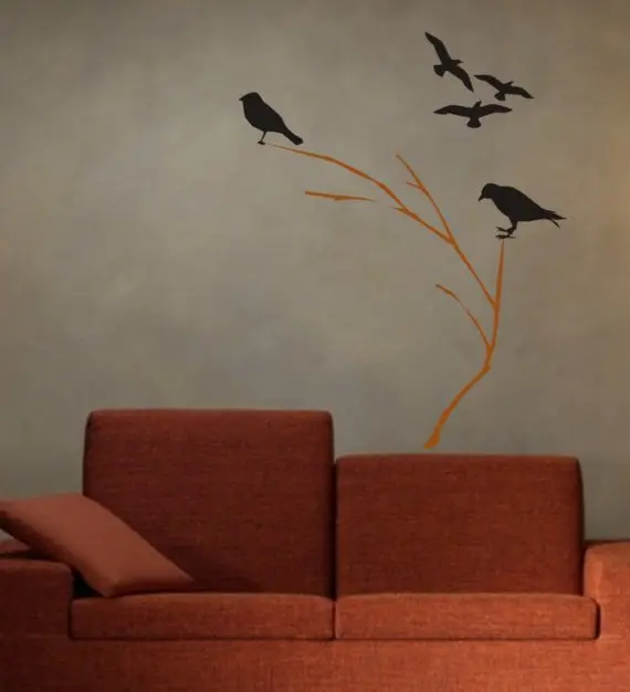 Birds And Branch Design Decor Nature Decal Sticker Wall Vinyl Art 1