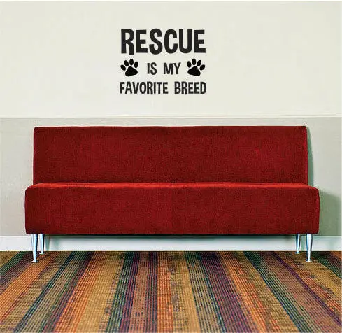 Rescue Is My Favorite Breed Dog Puppy Paw Prints Design Animal Decal Sticker Wall Vinyl Decor Art 1