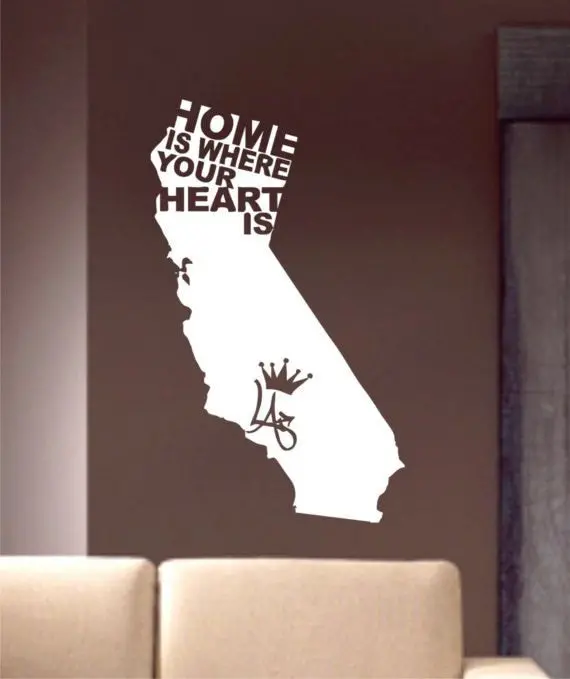 Home Is Where Your Heart Is California La Los Angeles Design Decal Sticker Wall Vinyl Decor Art 1