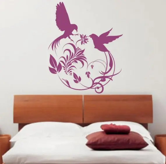 Beautiful Birds And Floral Design Animal Decal Sticker Wall Vinyl Decor Art 1