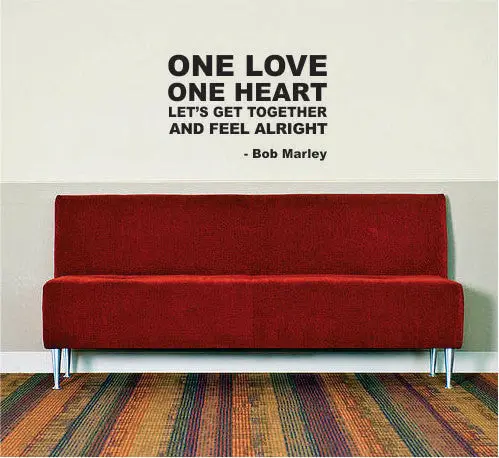 Bob Marley One Love One Heart Decal Quote Sticker Wall Vinyl Art Decor 1