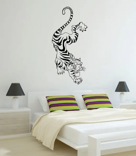 Tiger Climbing Down Wall Design Animal Decal Sticker Wall Vinyl Decor Art 1
