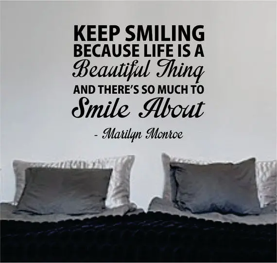 Marilyn Monroe Keep Smiling Quote Decal Sticker Wall Vinyl Decor Art 1