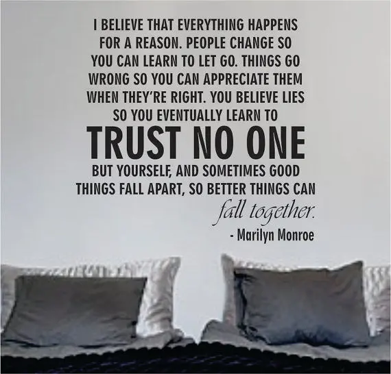 Marilyn Monroe Trust No One Quote Decal Sticker Wall Vinyl Decor Art Home Bedroom Girls Teen Inspirational Cute 1