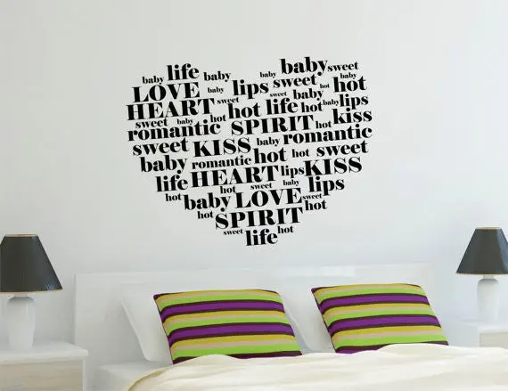 Heart Made Of Words Quote Decal Sticker Wall Vinyl Decor Art 1
