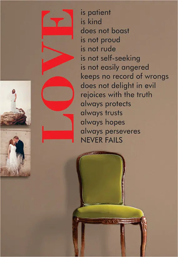 Love Is Patient Big Quote Decal Sticker Wall Vinyl Decor Art 1