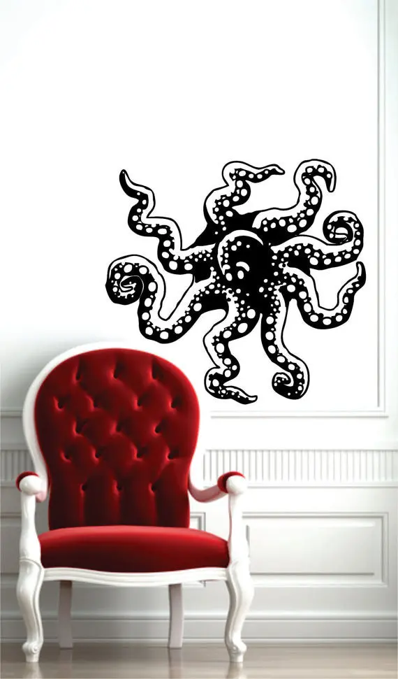 Octopus Coming Out Of Wall Design Animal Decal Sticker Wall Vinyl Decor Art 1