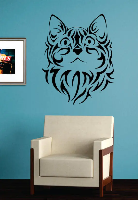 Tribal Cat Design Animal Decal Sticker Wall Vinyl Decor Art 1