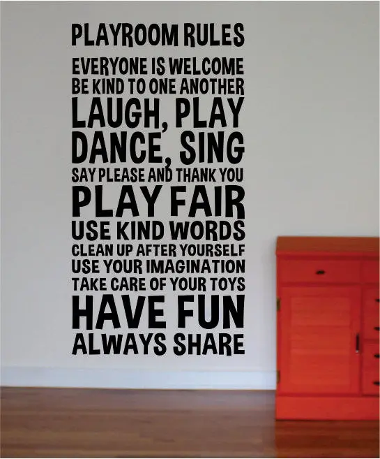 Playroom Rules Wall Decal Home Decor Art Sticker Vinyl Kids Boy Girl Baby Newborn Nursery Mom Family 1
