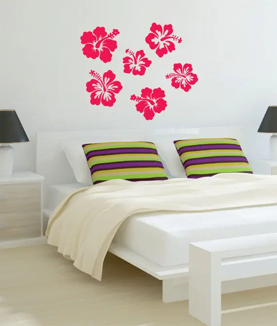 Hibiscus Flowers Decor Nature Decal Sticker Wall Vinyl Art Design 1