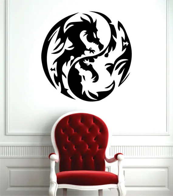 Dragon Yin Yang Design Decal Sticker Wall Vinyl Decor Art 1