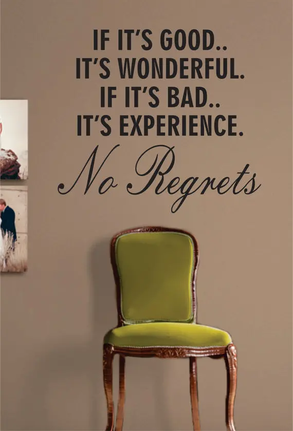No Regrets Quote Decal Sticker Wall Vinyl Decor Art 1