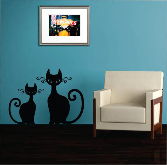 Two Cats Design Animal Decal Sticker Wall Vinyl Decor Art 1