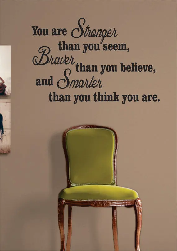 Stronger Braver Smarter Inspirational Quote Decal Sticker Wall Vinyl Decor Art 1
