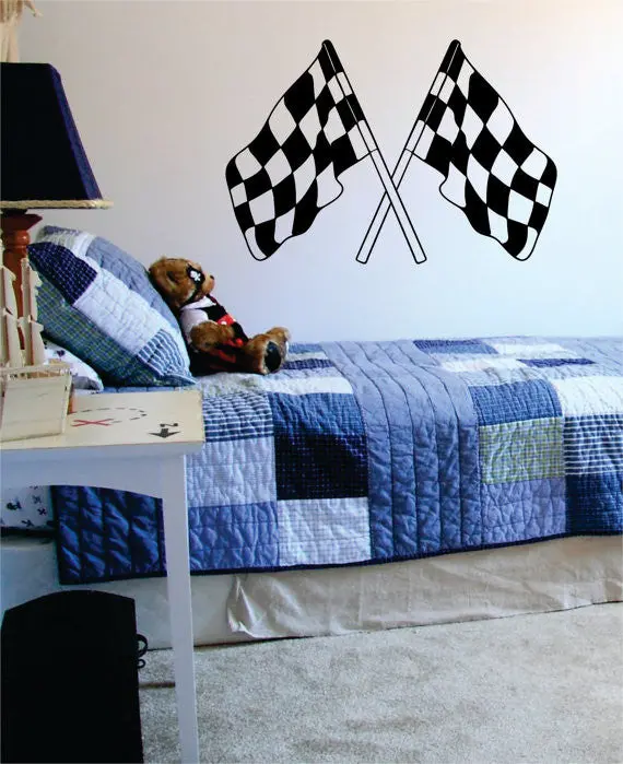 Racing Flags Car Design Decal Sticker Wall Vinyl Decor Art 1