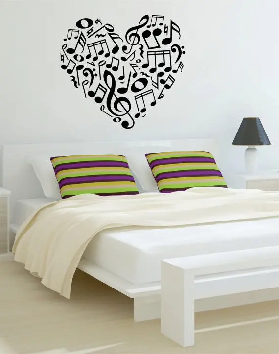 Music Notes Heart Decal Sticker Wall Vinyl 1