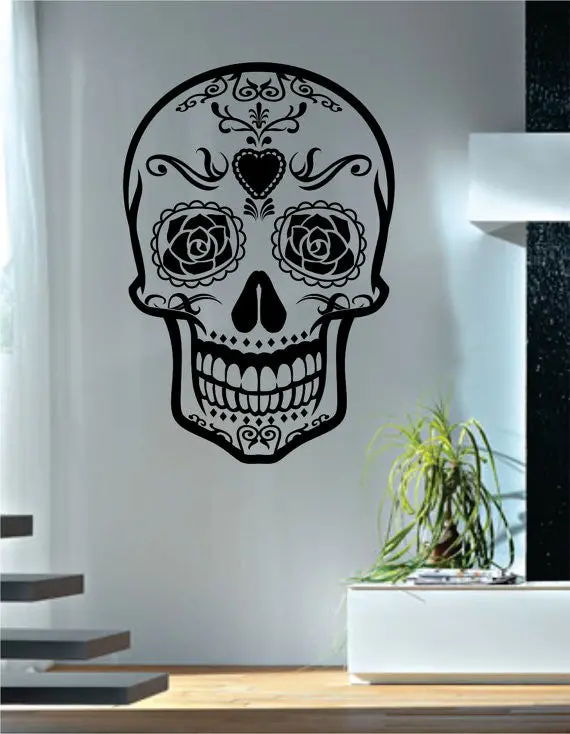 Sugar Skull Version 4 Art Decal Sticker Wall Vinyl 1