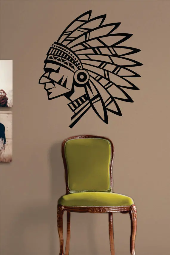 Indian Chief Version 2 Native American Decal Sticker Wall Vinyl Decor Art 1