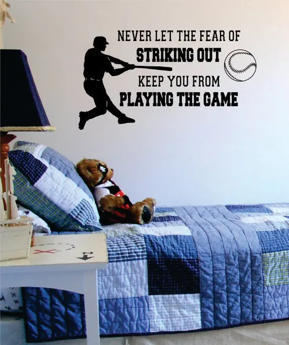 Never Let The Fear Of Striking Out Baseball Quote Sports Decal Sticker Wall Vinyl 1