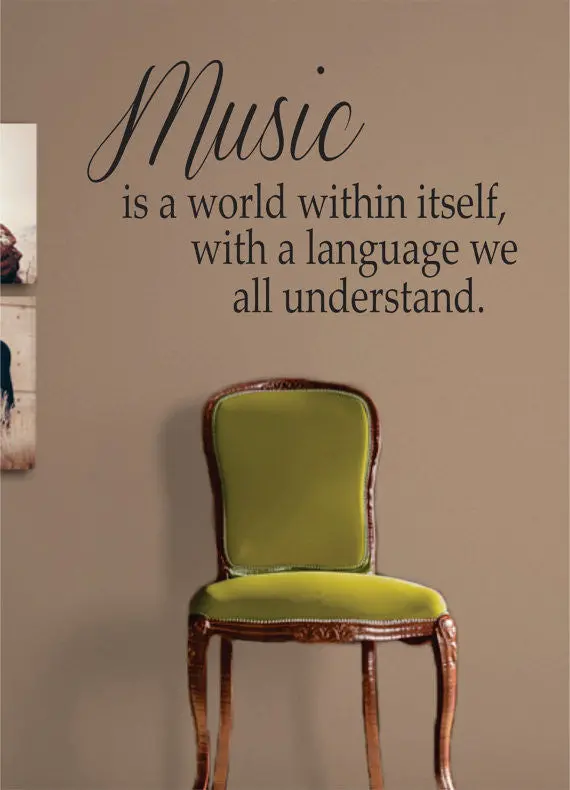 Music Is A World Quote Decal Sticker Wall Vinyl Decor Art 1