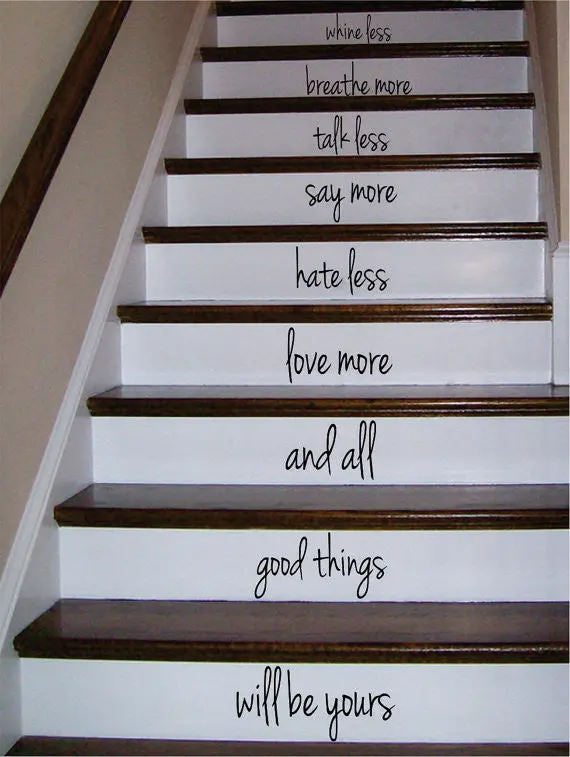 Whine Less Breathe More Stairs Decor Decal Sticker Wall Vinyl Art 1