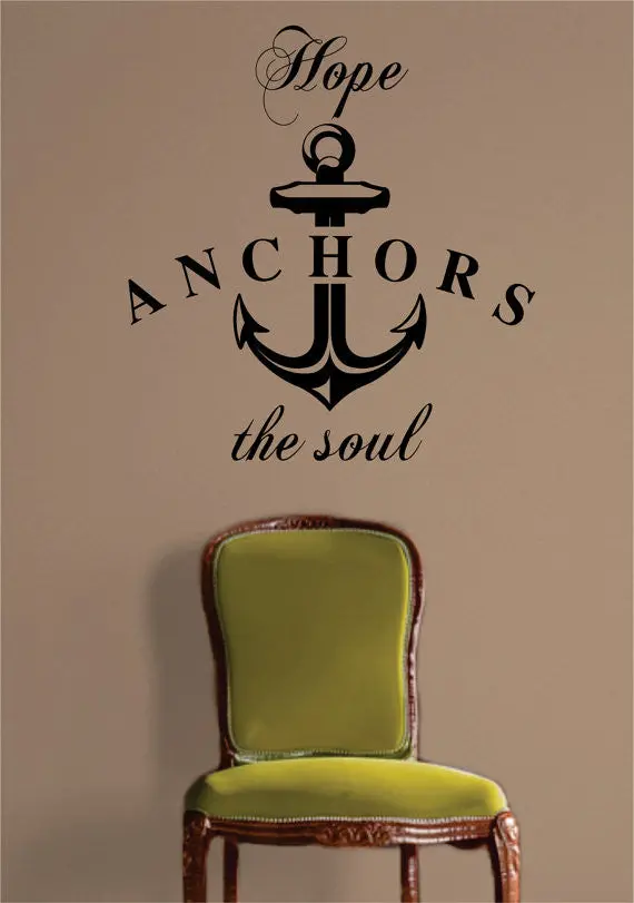 Hope Anchors The Soul Quote Nautical Ocean Beach Decal Sticker Wall Vinyl Art Decor 1