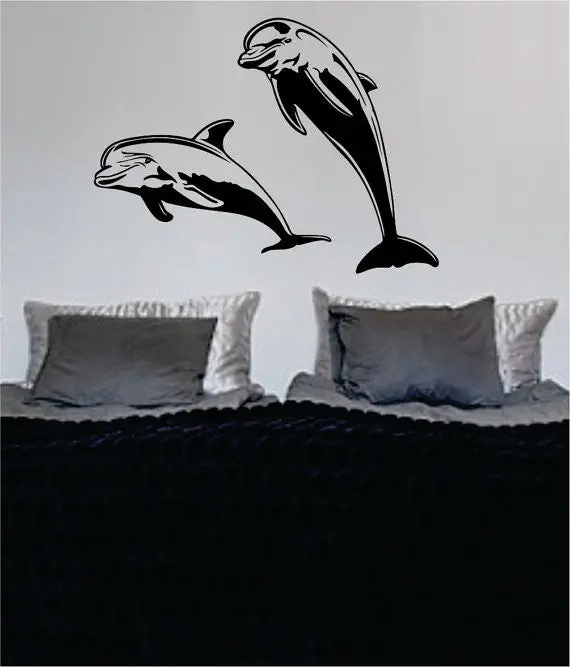 2 Dolphins Ocean Beach Design Animal Decal Sticker Wall Vinyl Decor Art 1
