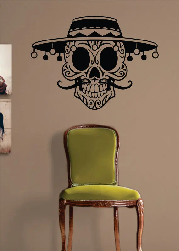 Mexican Sugar Skull Art Decal Sticker Wall Vinyl 1
