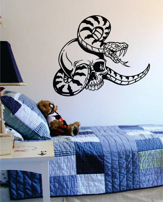 Skull And Snake Art Decal Sticker Wall Vinyl 1
