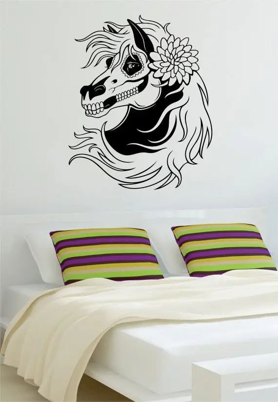 Victorian Woman Skull Art Decal Sticker Wall Vinyl 1