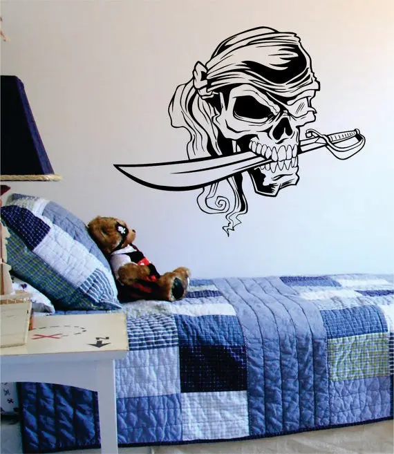 Pirate Skull With Sword Art Decal Sticker Wall Vinyl 1