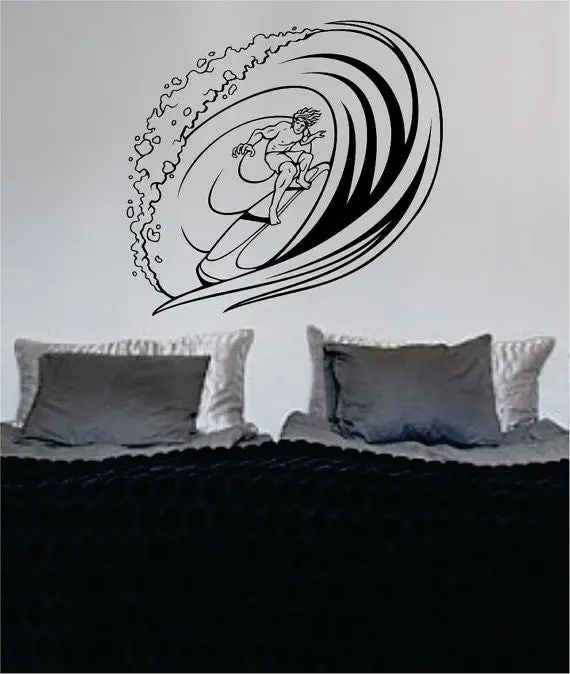 Surfer Riding A Wave Design Sports Decal Sticker Wall Vinyl 1