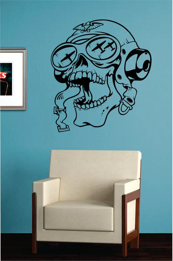 Pilot Skull Art Decal Sticker Wall Vinyl 1