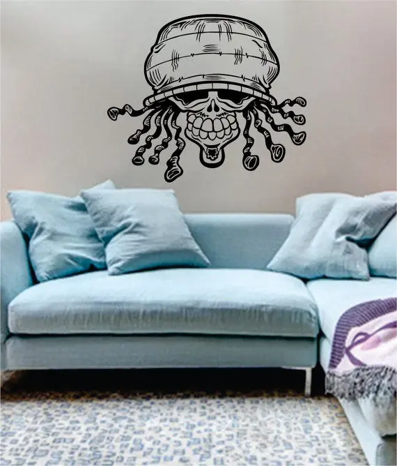 Rasta Skull Art Decal Sticker Wall Vinyl 1