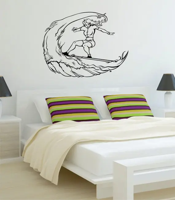 Surfer Girl Version 2 Design Sports Decal Sticker Wall Vinyl 1