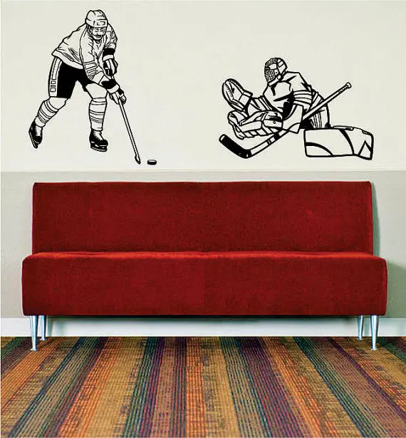 Hockey Player And Goalie Design Sports Decal Sticker Wall Vinyl 1