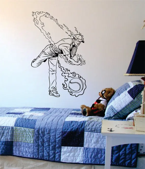 Baseball Player Fast Ball Sports Design Decal Sticker Wall Vinyl Decor Art 1